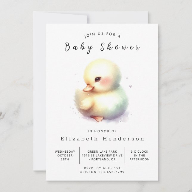 Invitación Fun Digital Duck Baby Shower (Anverso)