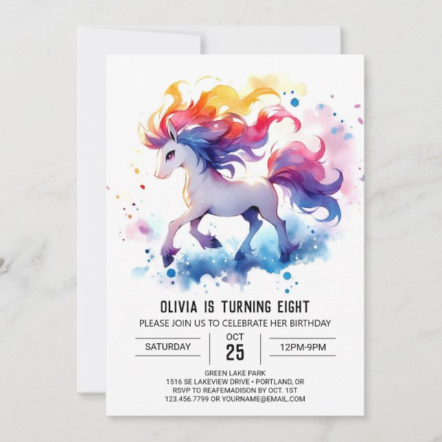 Invitación Fun Digital Horse Birday (Anverso)