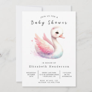 Invitación Fun Digital Swan Baby Shower