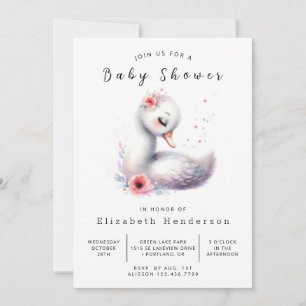 Invitación Fun Digital Swan Baby Shower