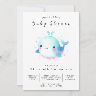 Invitación Fun Digital Whale Baby Shower