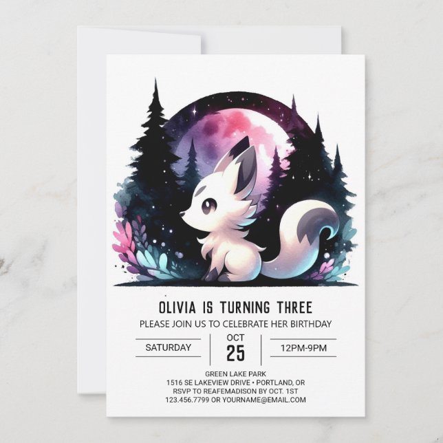 Invitación Fun Digital Wolf Birthday (Anverso)
