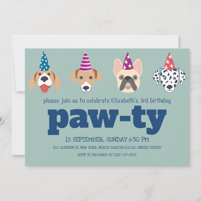 Invitación Fun Doggone Awesome Birday Bash! niños Cumpleaños (Anverso)
