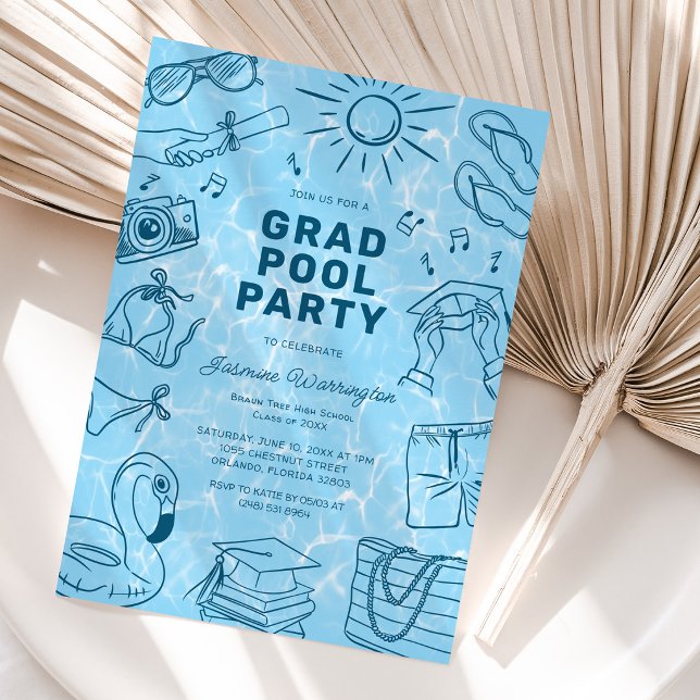 Invitación Fun Doodle Pool Party Graduation (Subido por el creador)