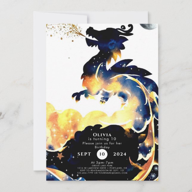 Invitación Fun Dragon mítico cumpleaños (Anverso)