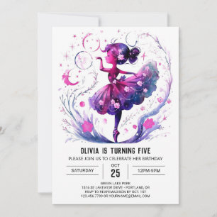 Invitación Fun Editable Ballerina Cumpleaños