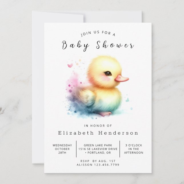 Invitación Fun Editable Duck Baby Shower (Anverso)