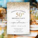 Invitación Fun Elegante Purpurina de Oro Negro Fiesta 50 de C<br><div class="desc">Elegante Purpurina del Oro Negro divertido 50 Invitación a la fiesta de cumpleaños Este elegante diseño presenta un fondo negro,  purpurina dorado y letras de guiones personalizados. Qué hermosa manera de invitar a sus invitados a esta ocasión especial.</div>