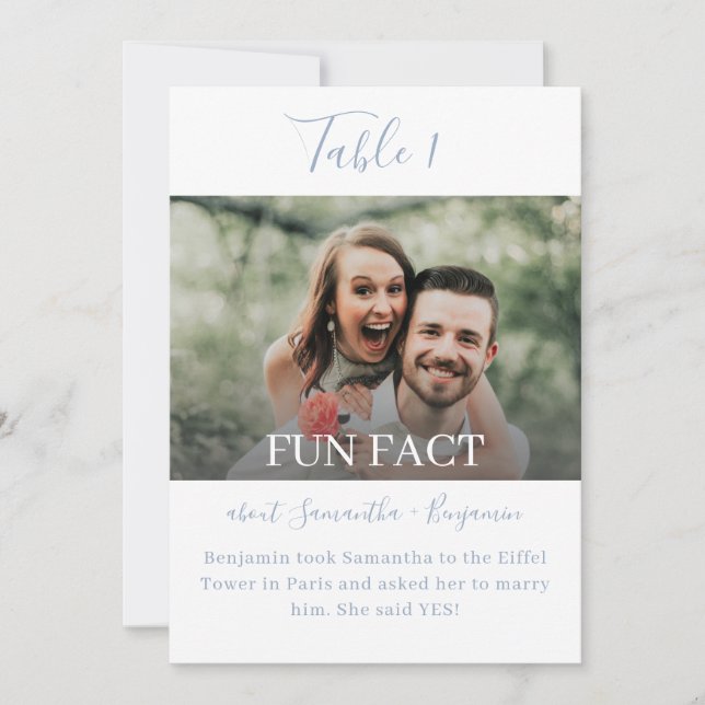 Invitación Fun Facts Foto Boda Números de la Mesa de recepció (Anverso)