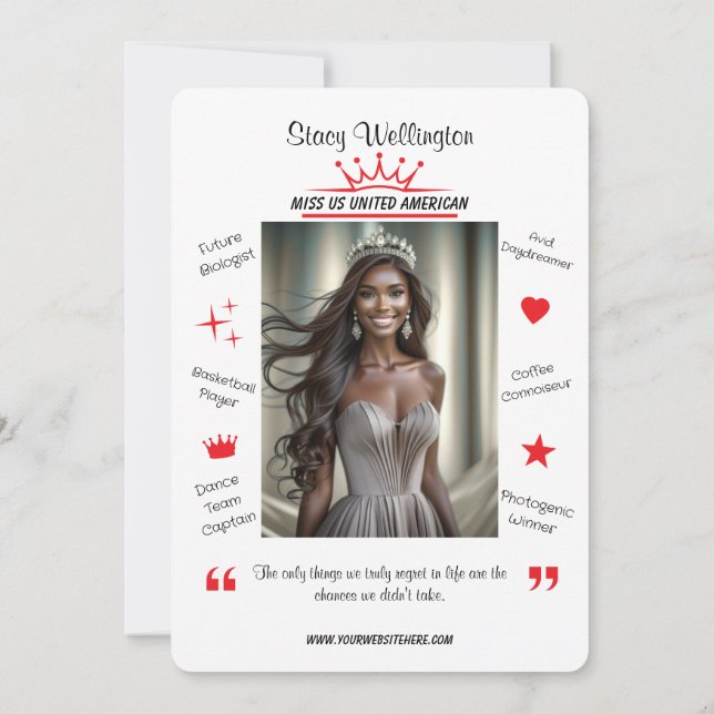 Invitación Fun Facts Pageant Promo Autograph Cards (Reverso)