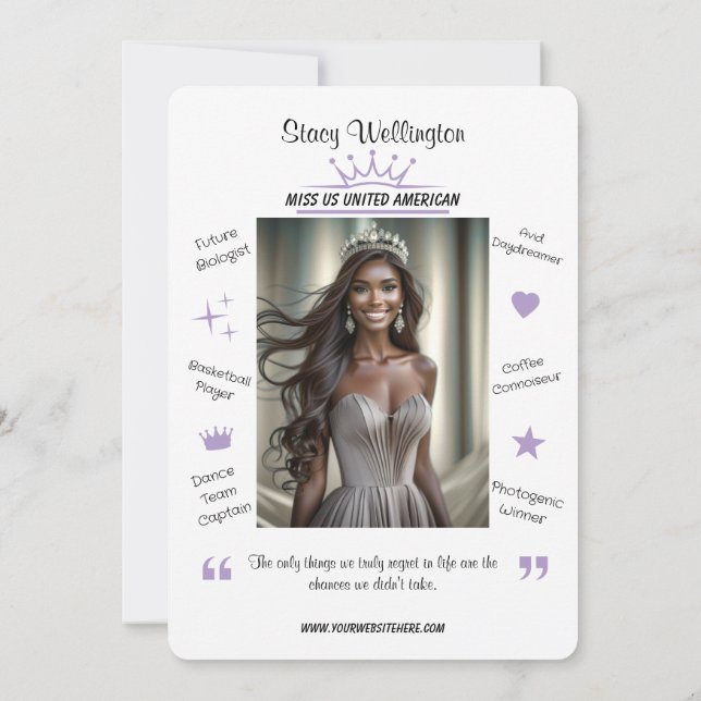 Invitación Fun Facts Pageant Promo Autograph Cards (Reverso)