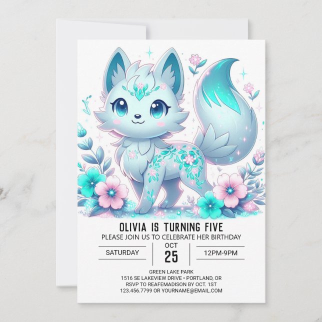 Invitación Fun Fantasy Wolf Nacimiento Digital (Anverso)