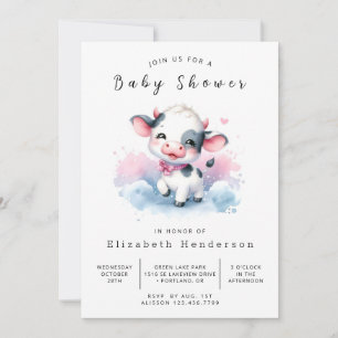 Invitación Fun Farm Calf Cow Baby Shower