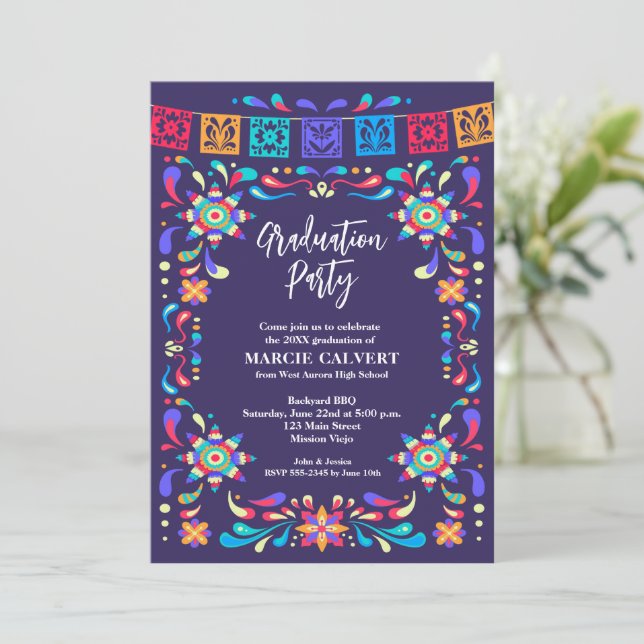 Invitación Fun Fiesta Graduation Party (Anverso de pie)