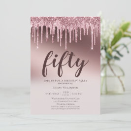 Invitación Fun Fifty Surprise Purpurina Pink Cumpleaños