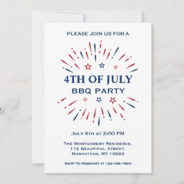 Invitación Fun Fireworks Red White Blue 4 De Julio Fiesta De