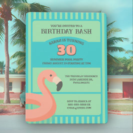 Invitación Fun Flamingo Pool Flota Tropical Verano Cumpleaños