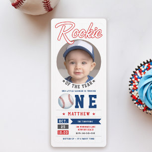 Invitación Fun foto de Rookie Ticket de béisbol niño primer c