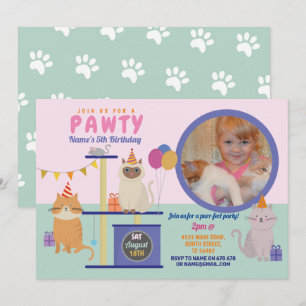 Invitación Fun foto divertida del gato Kitten Paw, un gato qu