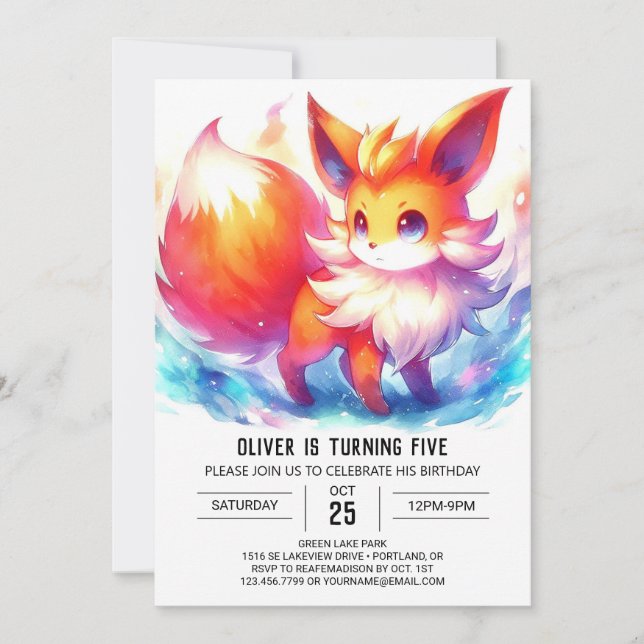 Invitación Fun Fox Birthday (Anverso)