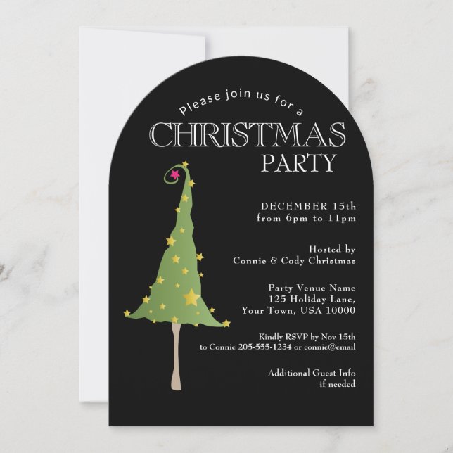 Invitación Fun Funky Tree Christmas Party  (Anverso)