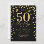 Invitación Fun Gold Black Confetti Sorpresa 50 cumpleaños<br><div class="desc">Fun Gold Black Confetti Sorpresa 50 cumpleaños</div>