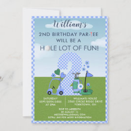Invitación Fun Golf Blue Boy 2 cumpleaños Par-Tee