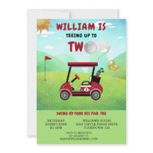 Fun Golf Red Cart Boy 2 cumpleaños Par-Tee