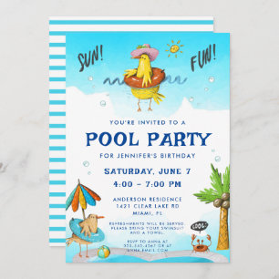 Invitación Fun Guay Pool Fiesta Cumpleaños