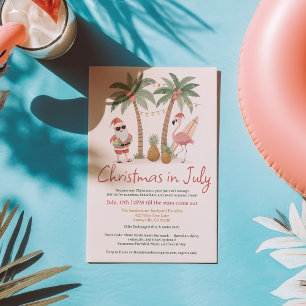 Invitación Fun Guay Tropical Santa Flamingo Navidades en juli