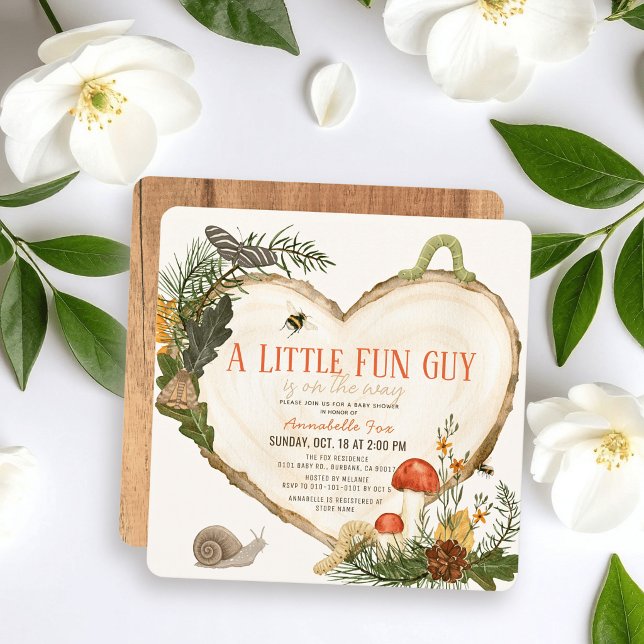 Invitación Fun Guy Wood Slice Mushroom Boy Baby Shower (Subido por el creador)