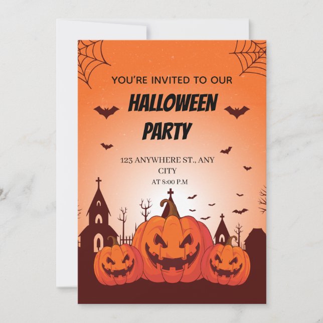 Invitación Fun Halloween Costume Party Invite Customizable  (Anverso)