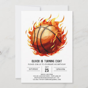 Invitación Fun Happy Personalizado Baloncesto Cumpleaños