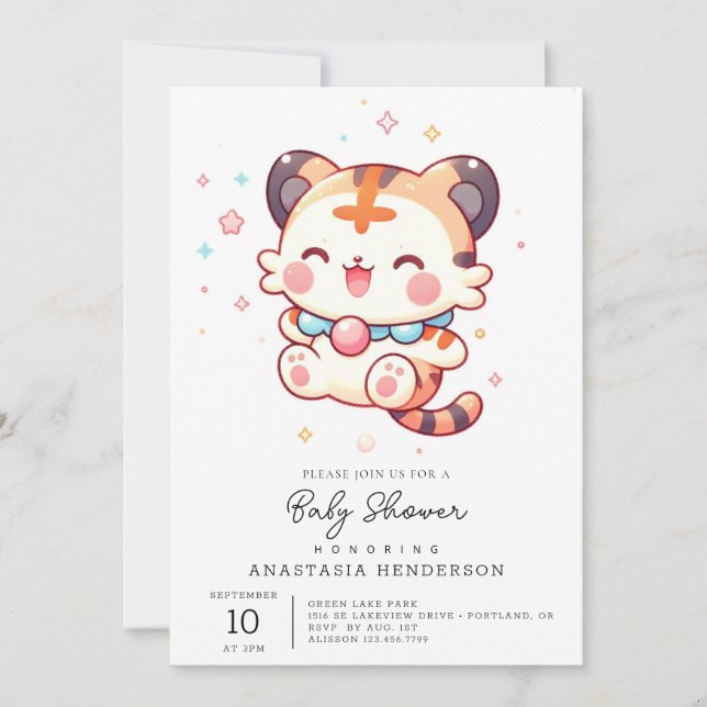 Invitación Fun Happy Tiger Baby Shower (Anverso)
