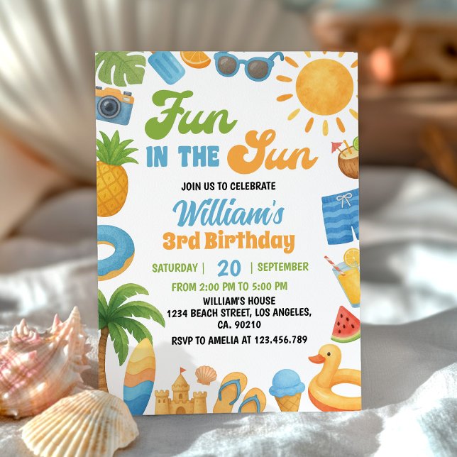Invitación Fun In The Sun Summer Beach Birthday (Subido por el creador)