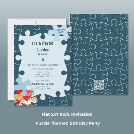 Invitación Fun Jigsaw Puzzle Themed 5th Birthday Party
