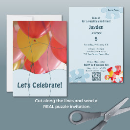 Invitación Fun Jigsaw Puzzle Themed Birthday 9pc Custom Photo