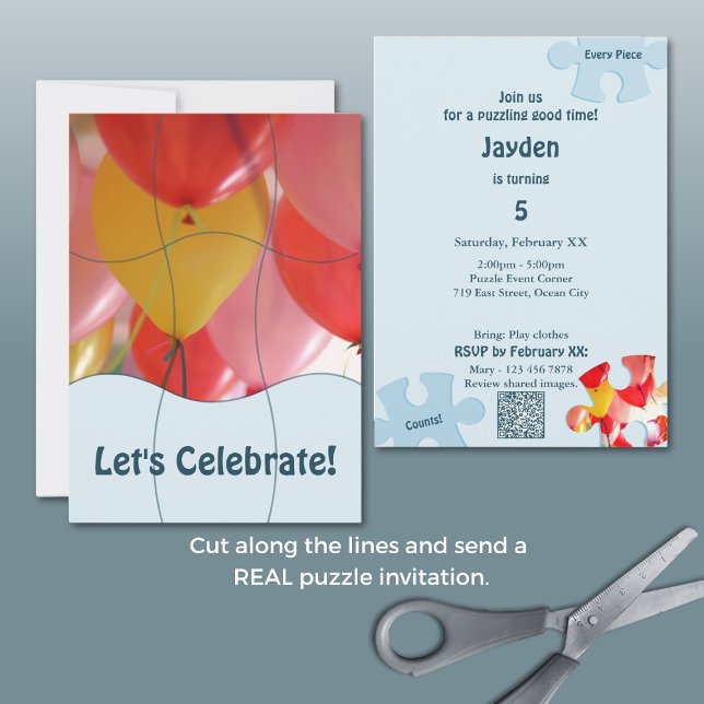 Invitación Fun Jigsaw Puzzle Themed Birthday 9pc Custom Photo (Subido por el creador)
