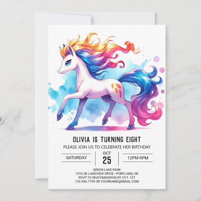 Invitación Fun Kids Horse Birthday (Anverso)