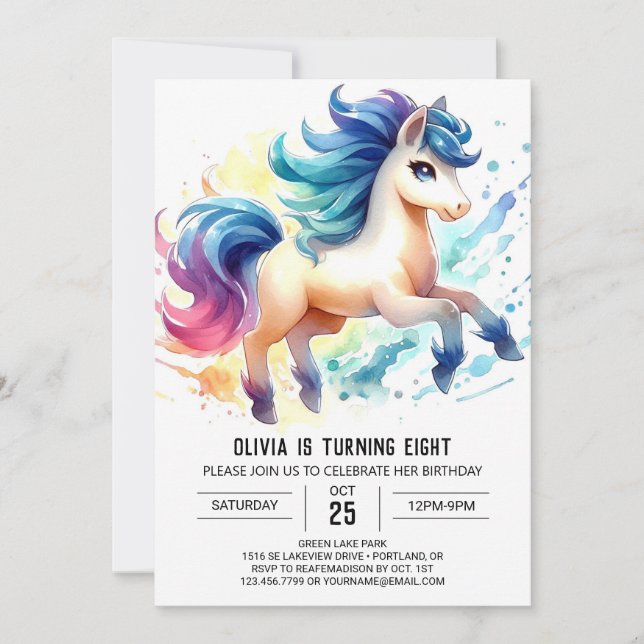 Invitación Fun Kids Horse Birthday (Anverso)