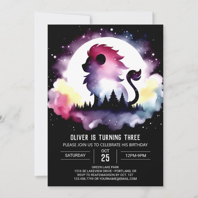 Invitación Fun Kids Lion Birthday (Anverso)