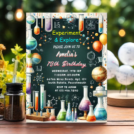 Invitación Fun Lab Niños Geek Nerd Mad Science 9º cumpleaños