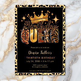 Invitación Fun Leopard Cumpleaños Reina Treinta Años