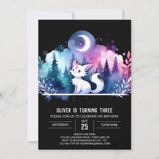 Invitación Fun Little Cat Birday (Anverso)