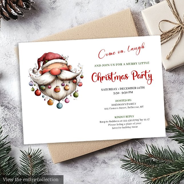 Invitación Fun-Loving Santa Claus Playful Holiday Party  (Fun-Loving Santa Claus Playful Holiday Party Invite)