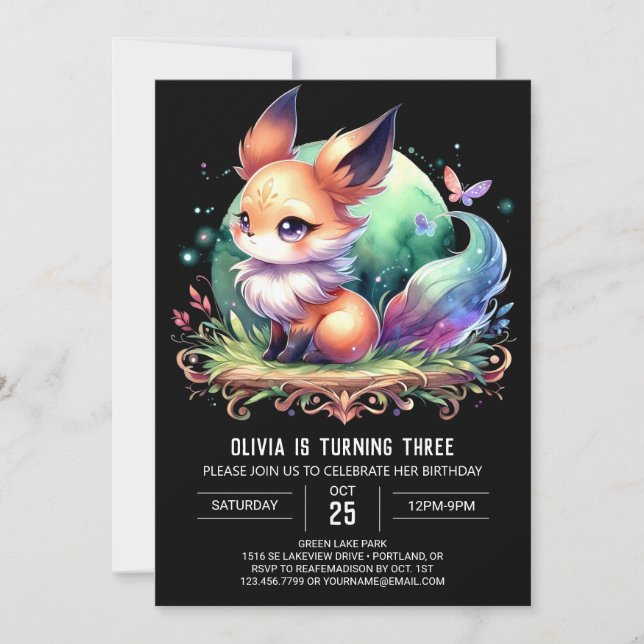 Invitación Fun Majestic Fox Birthday digital (Anverso)