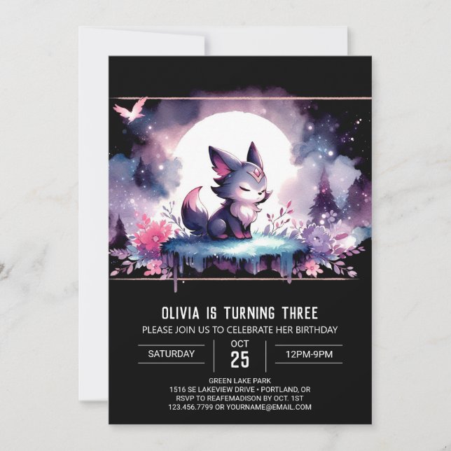 Invitación Fun Majestic Wolf Birthday (Anverso)