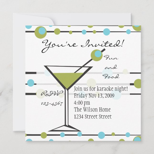 Invitación Fun Martini Lines (Anverso)