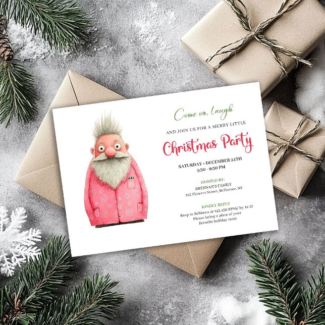 Invitación Fun Minimalist Quirky Santa Christmas Celebration (Fun Minimalist Quirky Santa Christmas Celebration)