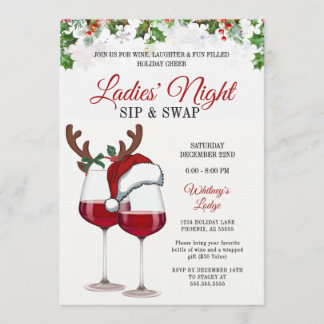 Invitación Fun Modern Christmas Sip & Swap Cocktail Party Inv